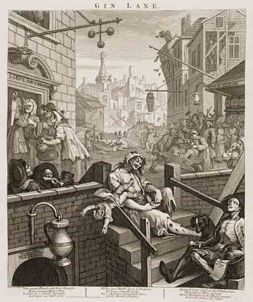 Hogarth's Gin Lane (created 1750–1751).