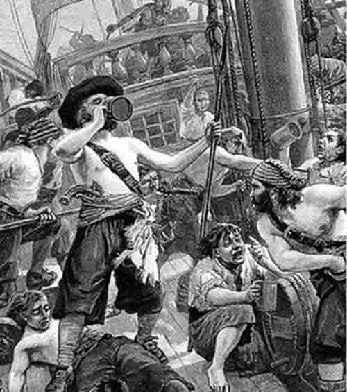 A Saloir drinking on a ship for dutch courage