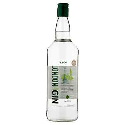 A bottle of Tesco's own brand Gin