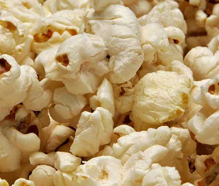 A close up of some salted popcorn